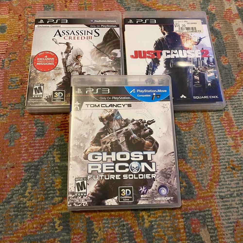 Asassin’s Creed 3, Just Cause 2 and Ghost Recon Games for PS3